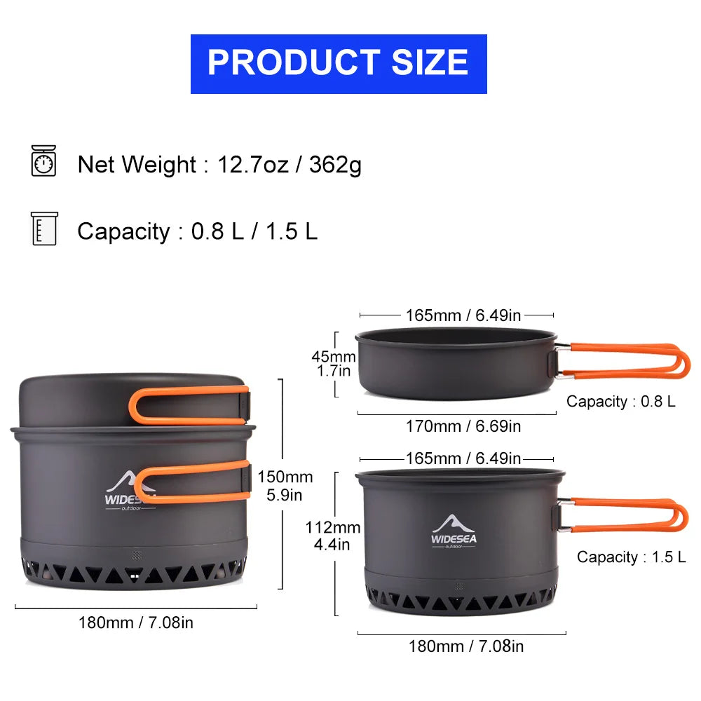 Widesea Camping 1.3L 2.3L Cookware Outdoor Cooking Set - PL Online Boutique