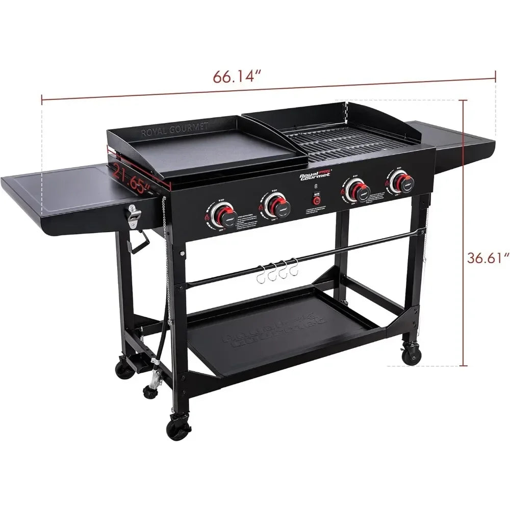 4-Burner Portable Flat Top Gas Grill and Griddle Combo With Folding Legs Barbecue Grill Extra Large 48 Fire Wood Heater 000 BTU