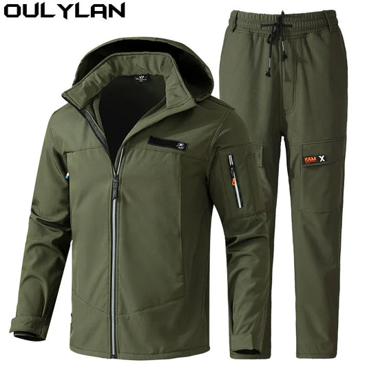 Oulylan Men's Military Tactics Set Wear Resistant Multi Pocket Breathable 2-piece Men's Outdoor Sports Climbing Clothing