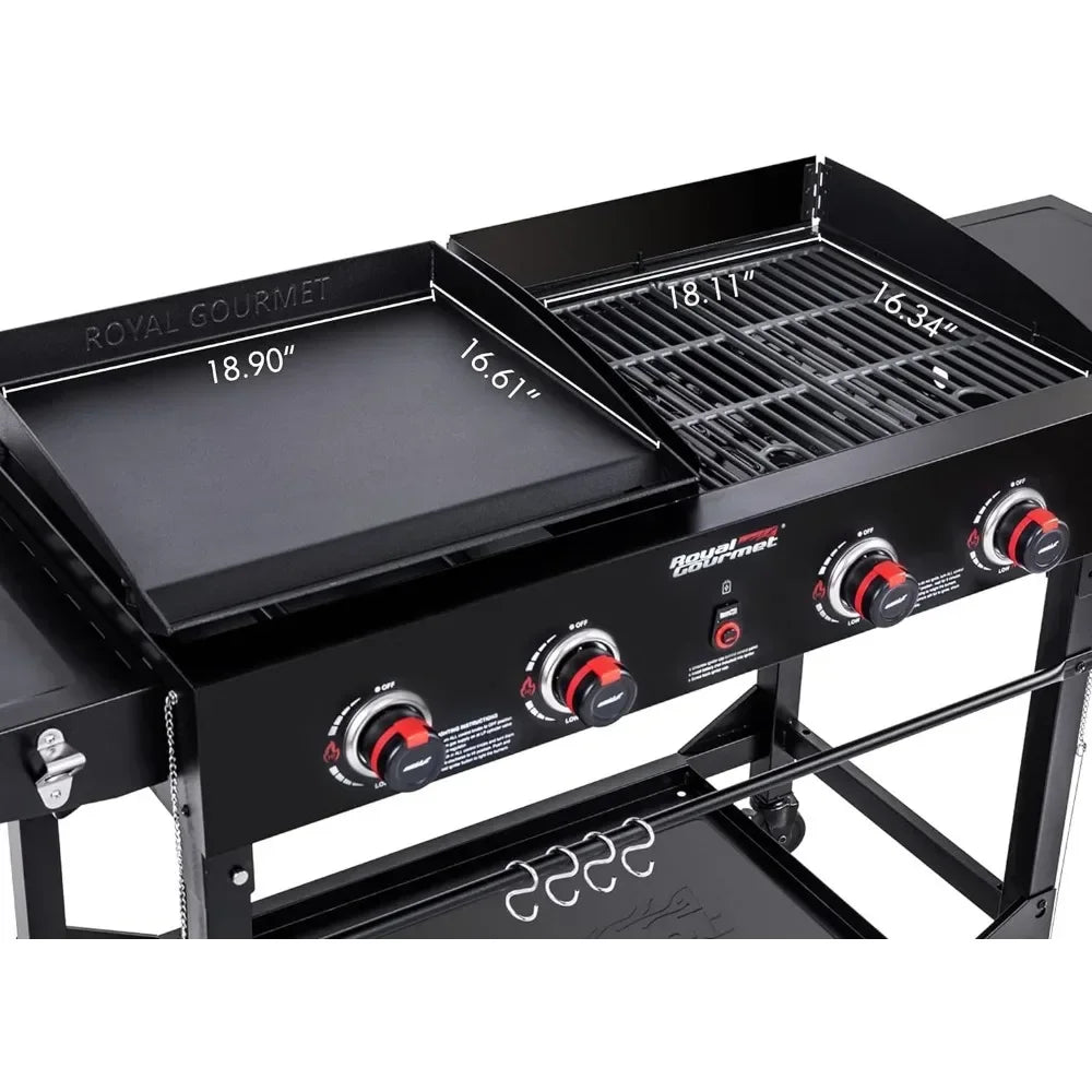 4-Burner Portable Flat Top Gas Grill and Griddle Combo With Folding Legs Barbecue Grill Extra Large 48 Fire Wood Heater 000 BTU