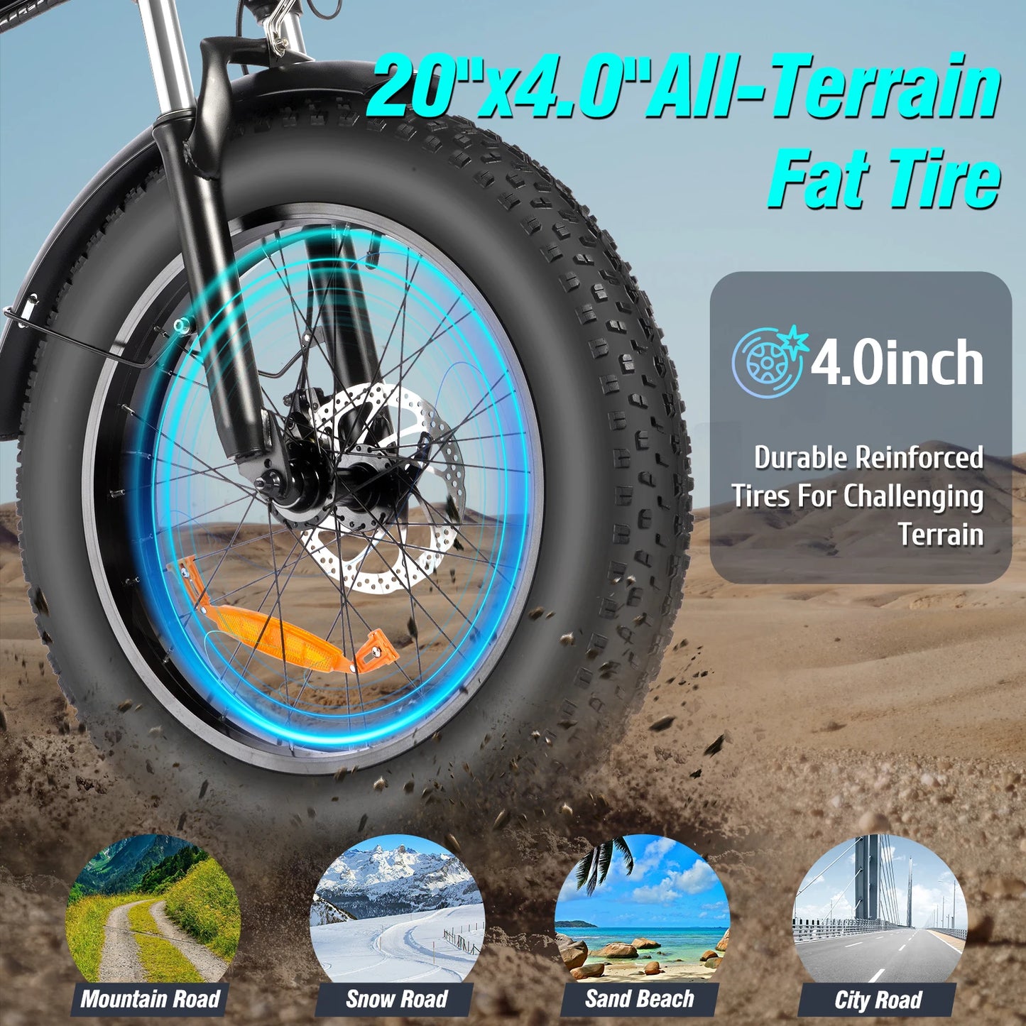 H20 Electric Bicycle 48V 1000W Fat Tire Electric Bike 20 Inch