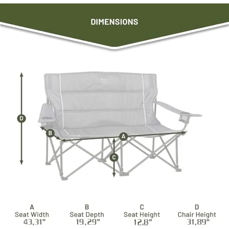 TIMBER RIDGE 2 Person Folding Loveseat Comfortable Double Foldable - PL Online Boutique