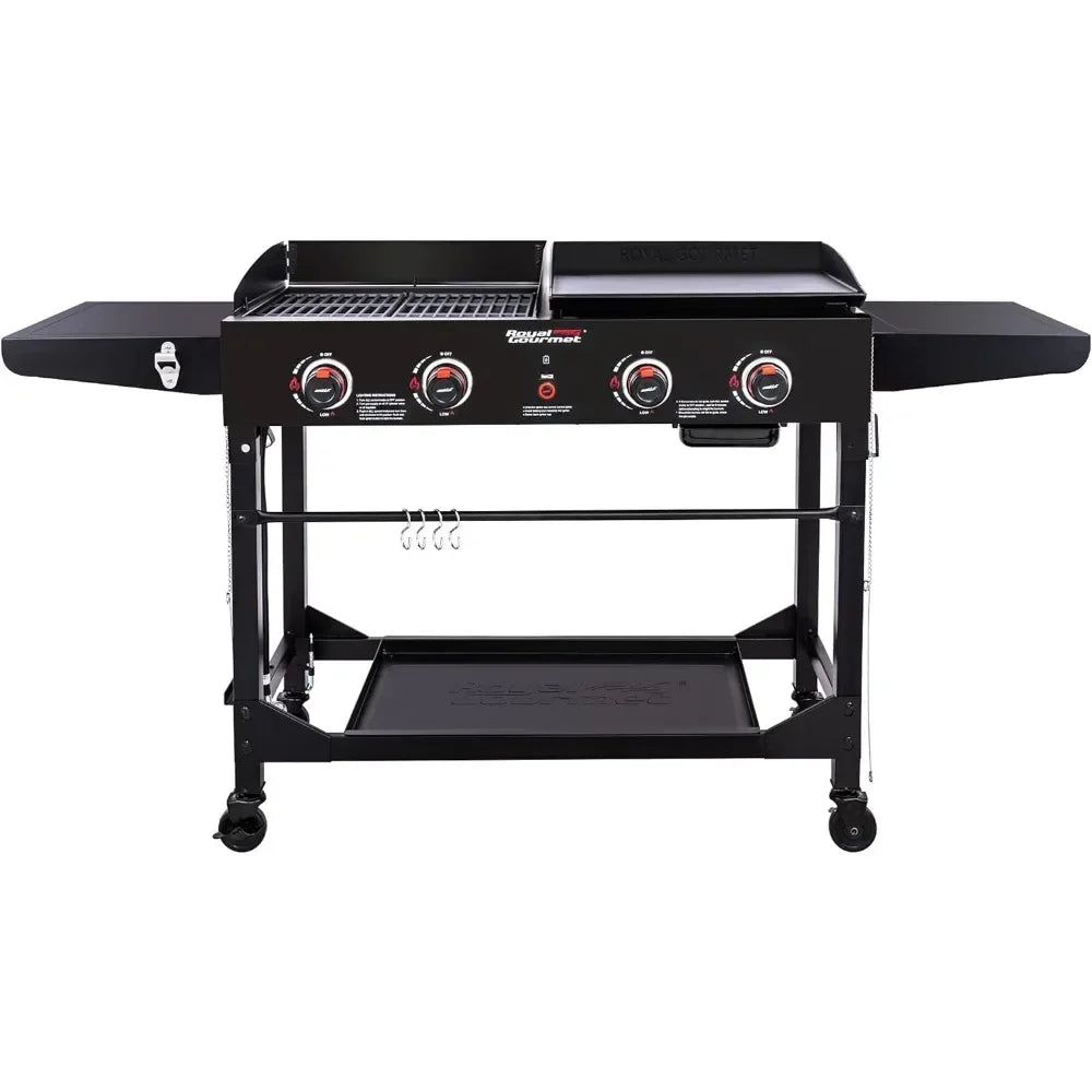 4-Burner Portable Flat Top Gas Grill and Griddle Combo With Folding Legs Barbecue Grill Extra Large 48 Fire Wood Heater 000 BTU