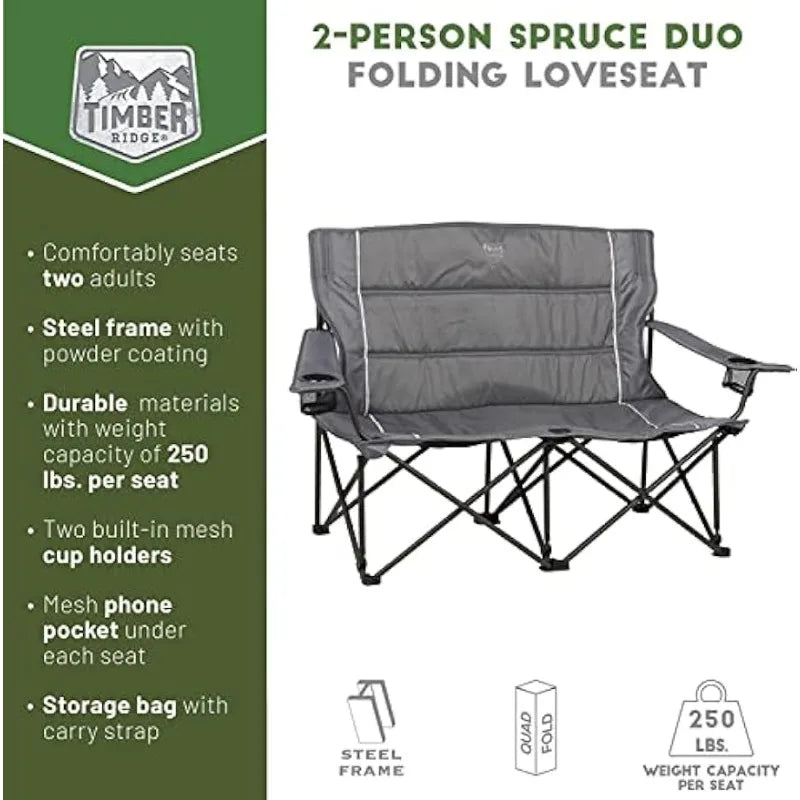 TIMBER RIDGE 2 Person Folding Loveseat Comfortable Double Foldable - PL Online Boutique