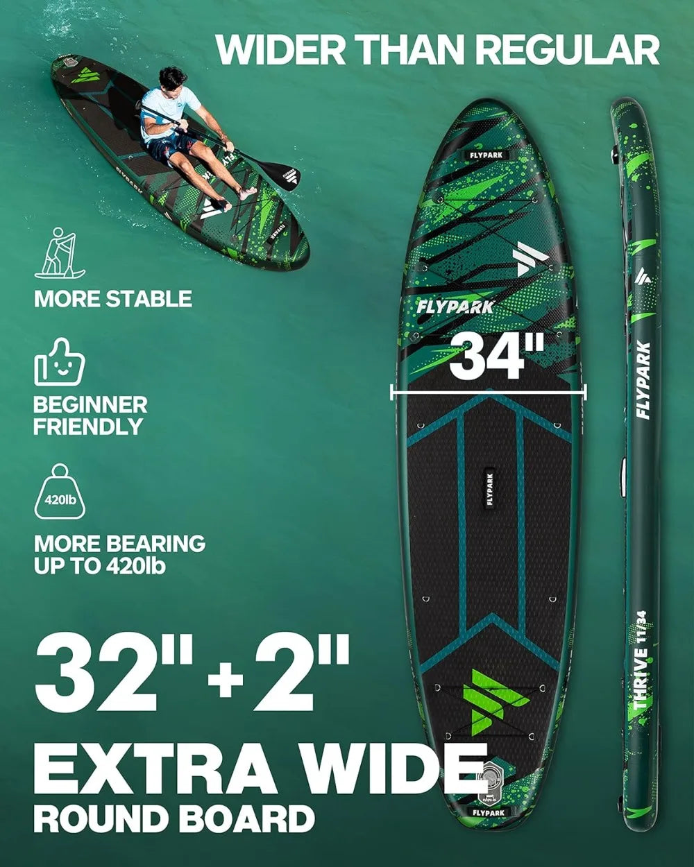 11'x34''x6''Inflatable Stand Up Paddle Boards, - PL Online Boutique