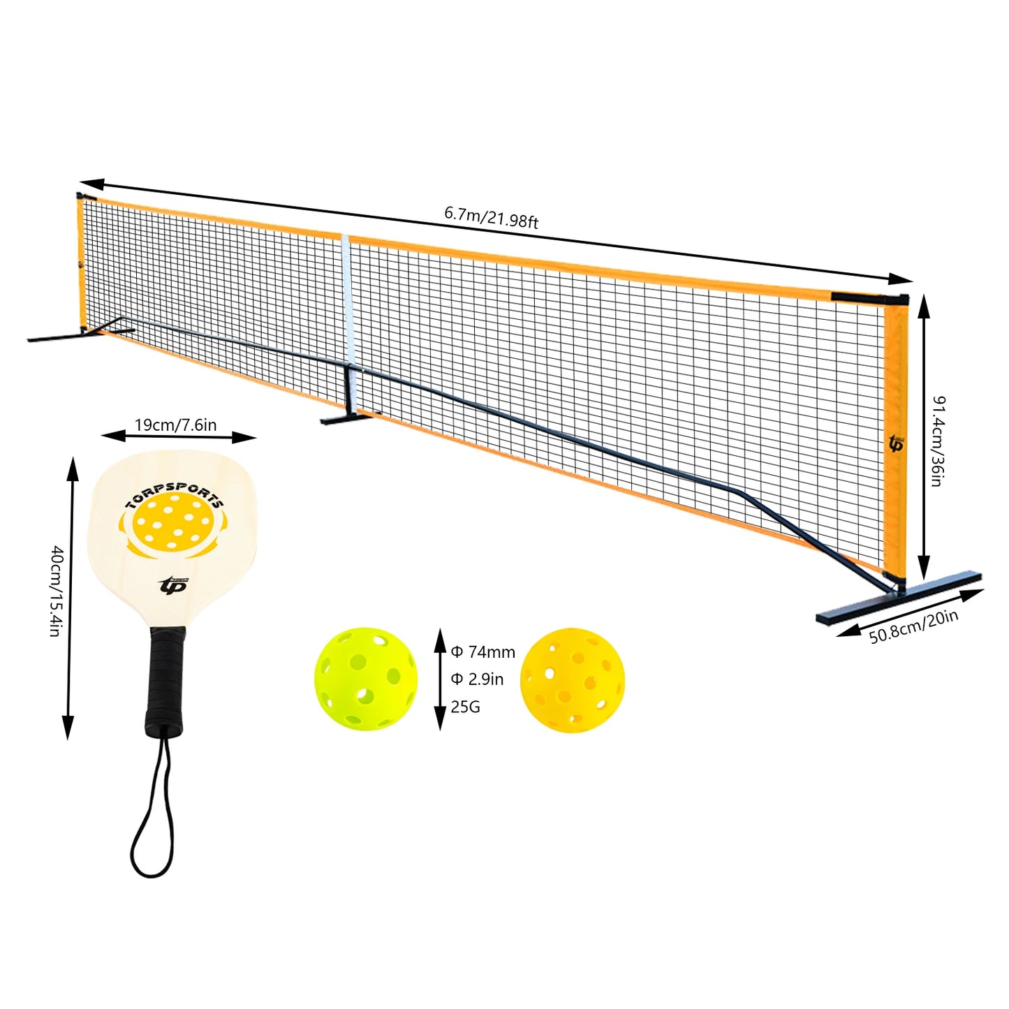 Portable Pickleball Net Set with 4 Pickleball Paddles,  Pickleball Net, 4 Outdoor Pickleballs and Carry Bag